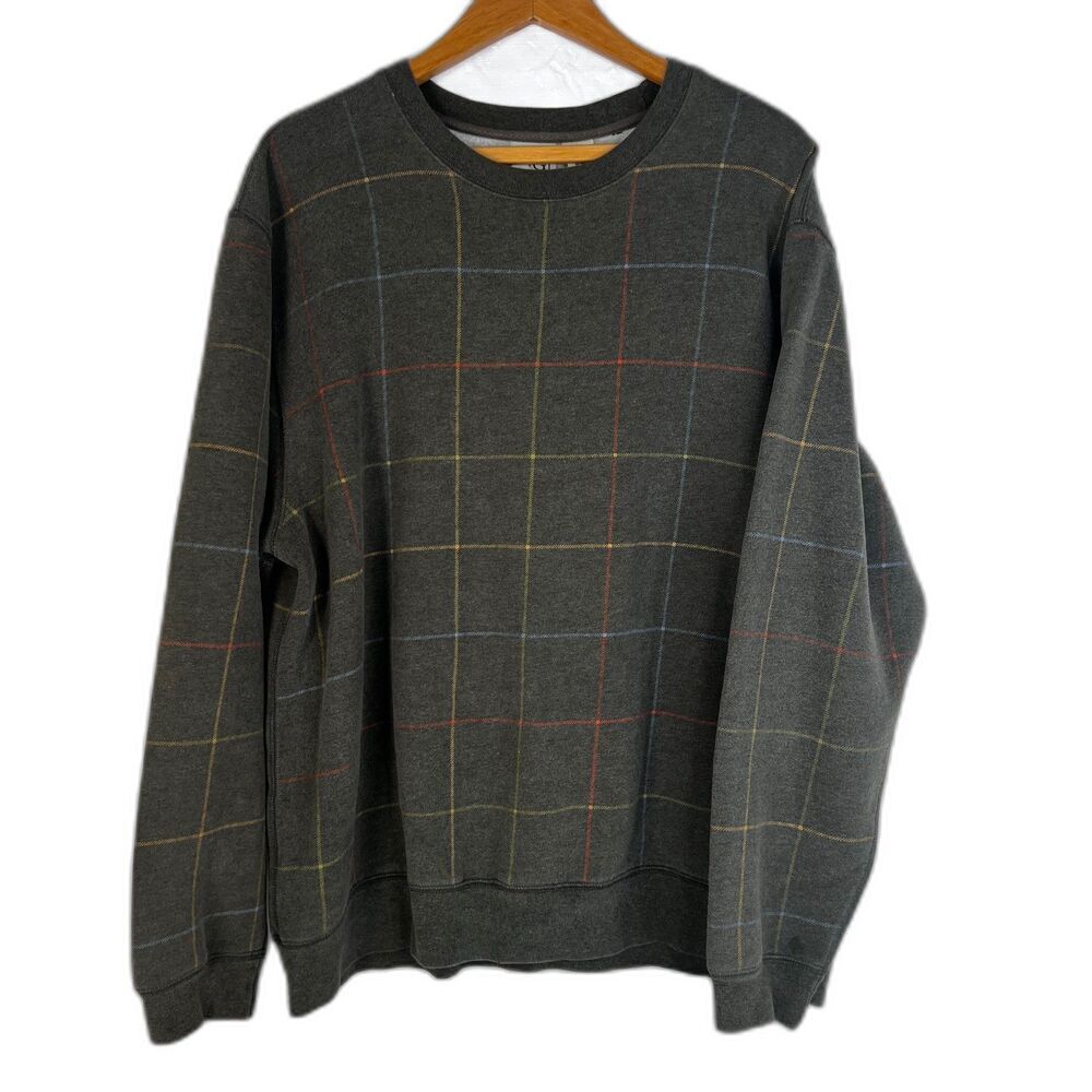 Field Gear Windowpane Plaid Sweater Cotton Blend Preppy Casual Size Large Retro
